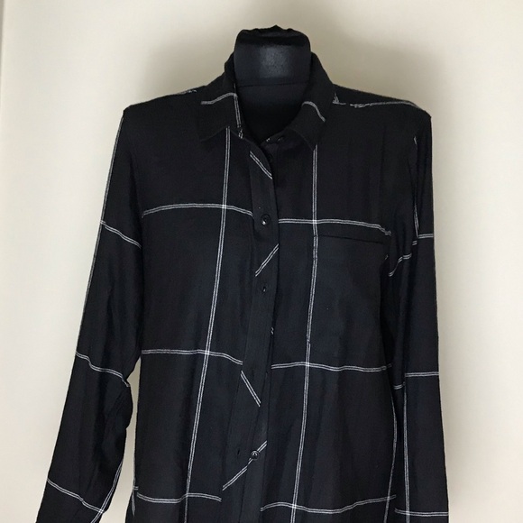 Athleta Tops - Athleta Black Windowpane Button Down Blouse